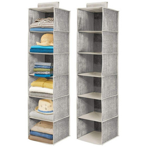 6-shelf Non-woven Collapsible Shelves Hanging Closet Cubmcu Chipng Closet Storage Organizer for Sweater Cloth Storage Bags OEM /