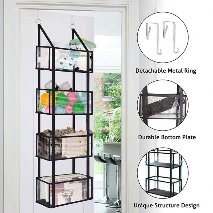 Multifunctional Shelf Closet Holders Foldable PVC Clothes Hanging Closet Organizer Storage with Draw