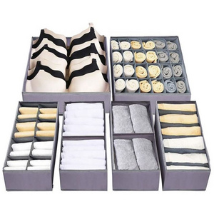 6 Set Cloth Dresser Underwear Storage Box Fabric Drawer Organizer Dividers Storage Boxes & Bins Foldable Modern Grey 1000 Sets