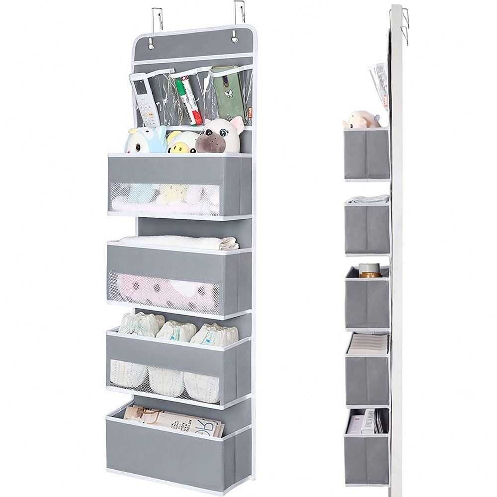 Door Nursery Foldable Wire Metal 4 Tier Shelf Organizer Storage Hanging Closet Organizer Shelves