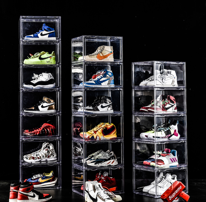 Sell well acrylic sneakers transparent shoe box storage box plastic shoe storage box display cabinet shoe artifact for men