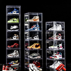 Sell well acrylic sneakers transparent shoe box storage box plastic shoe storage box display cabinet shoe artifact for men