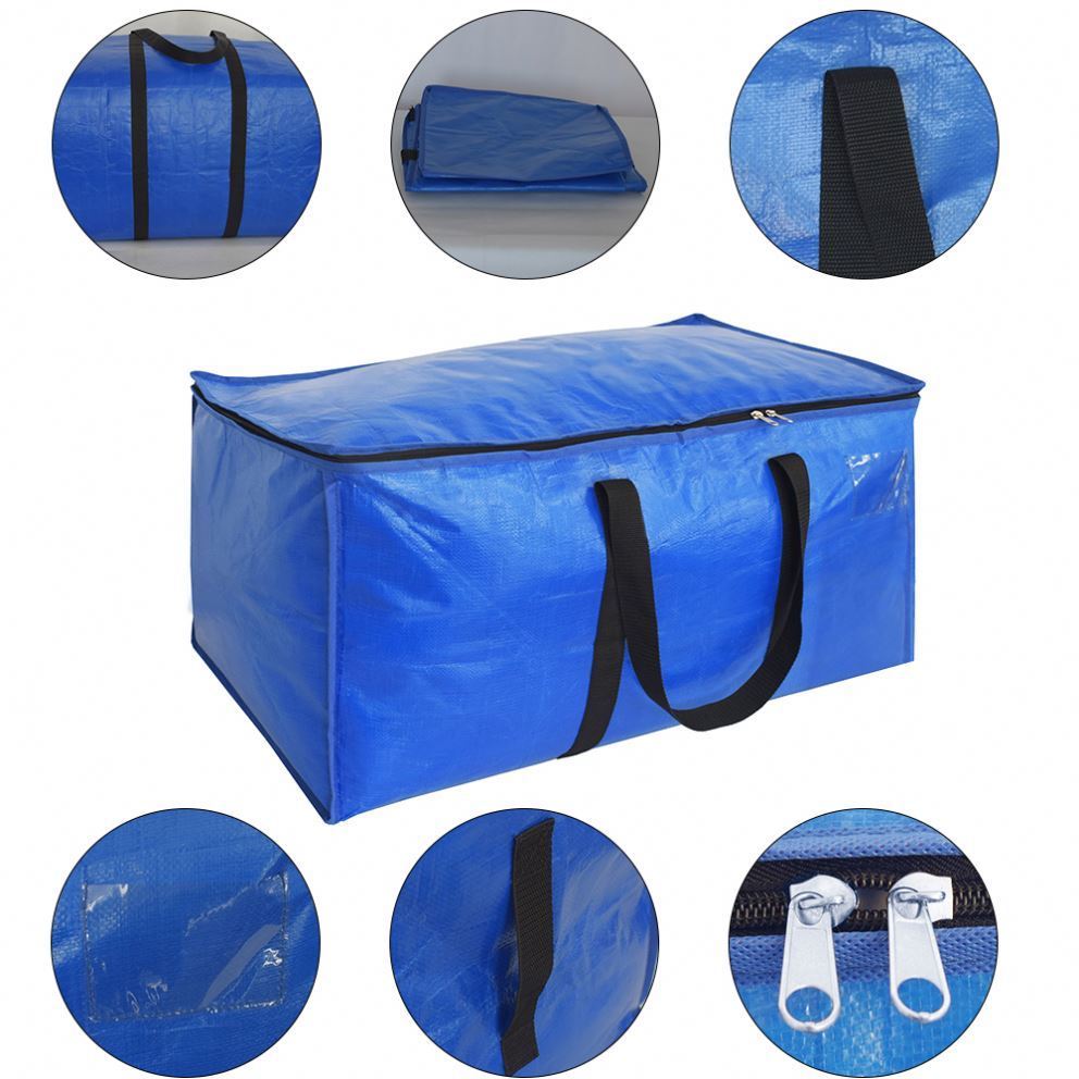 Heavy-duty Storage Tote 6 Pack Extra Large Moving Bags with Zippers & Carrying Handles Pp Woven Bag Foldable Blue BSCI Modern