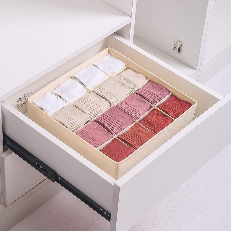 Foldable Sock Drawer Organizer 12 Cell Socks And Underwear Drawer Organizers Storage Boxes For Home