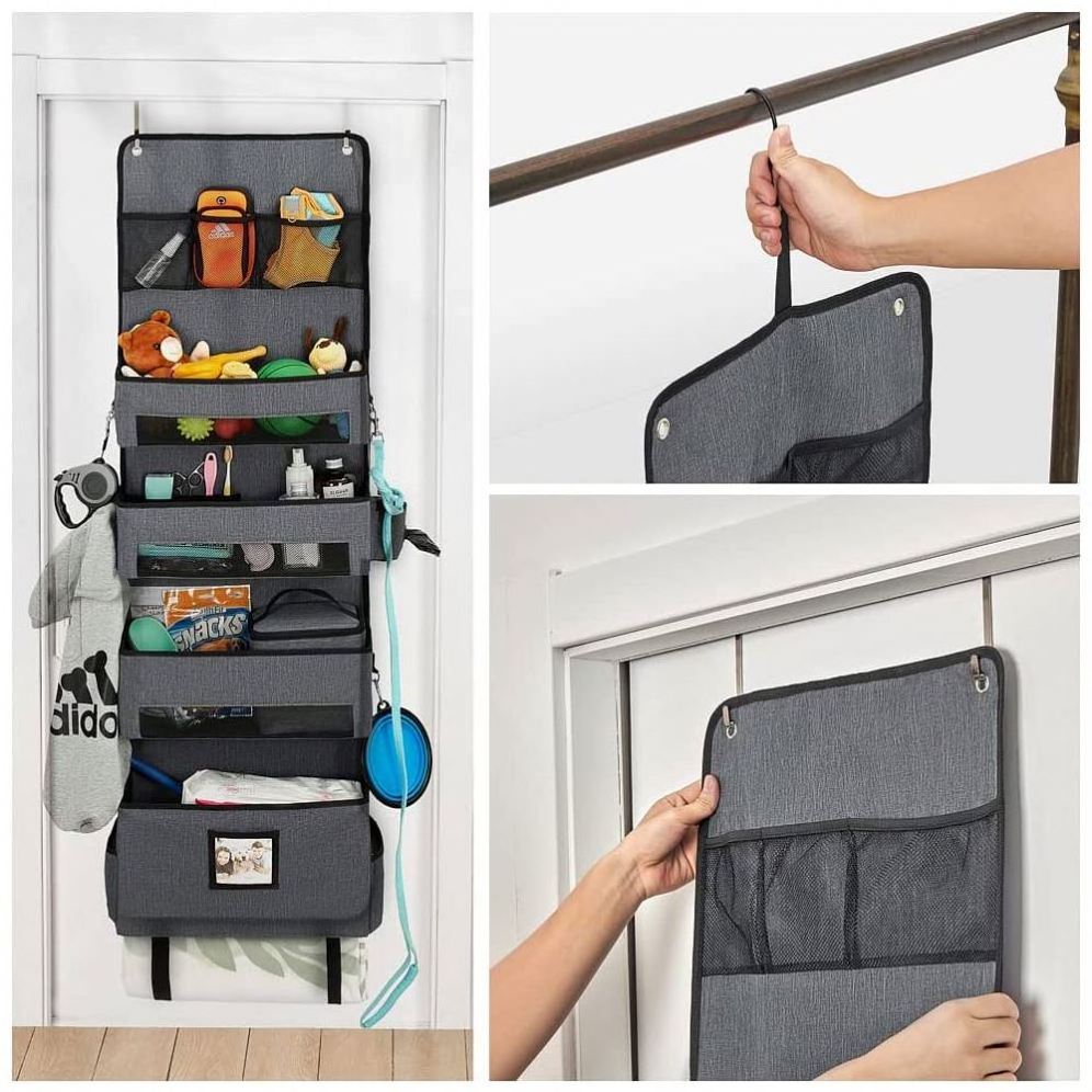 Wall Closet Hanging Storage Bag Multifunctional Over The Door Organizer with 5 Pockets for Bedroom Bathroom