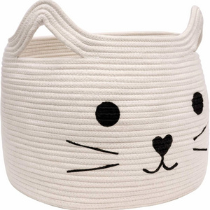 Large Woven Cotton Rope Storage Basket Basket Organizer for Towels Blanket Toys Clothes Gifts Pet Gift Basket for cat and dog