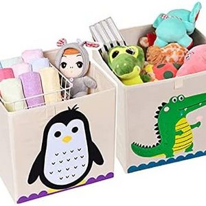 Foldable Kids Cloth Fabric large toy chest box storage organizer with lid living room