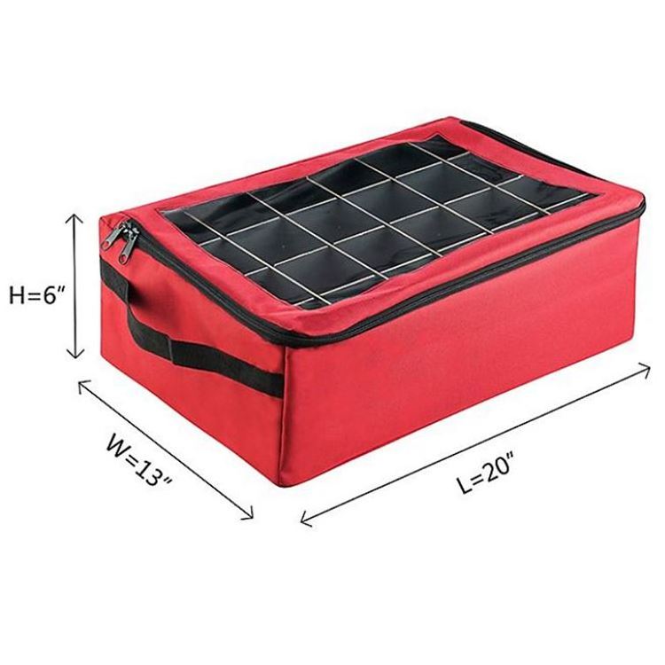 Holiday Red Customized Multipurpos Home Decorative Foldable Cube Fabric Organizer Christmas Ornament Storage Box with Lid