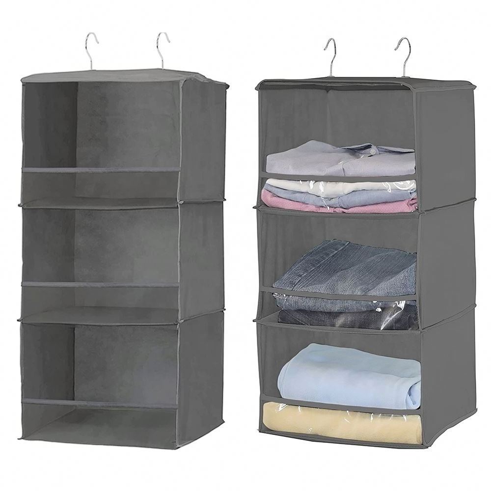 New Arrival Collapsible Hanging Closet Shelves Durable Hanging Organizer For Closet And Rv 3 Shelf Hanging Closet Organizer