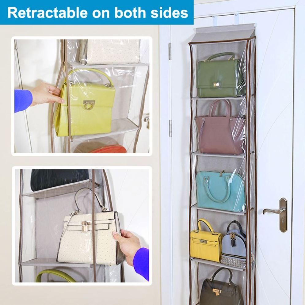 4 Large Pockets Over The Door Organizer PVC Foldable Wall Mount Hanging Storage Bag for Bedroom Pantry Closet Dorm Baby Storage