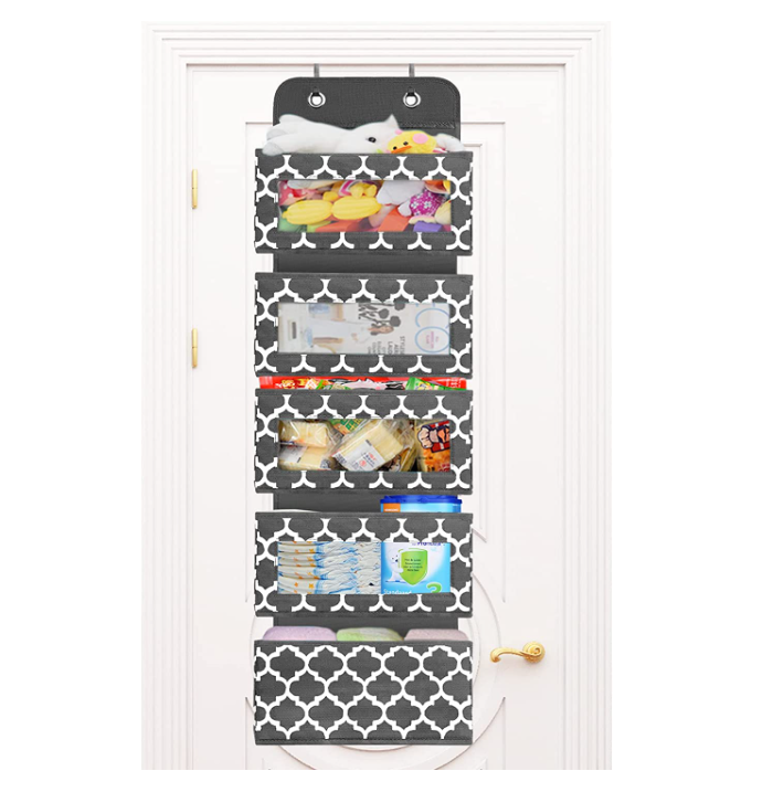 Over the Door Hanging Organizer - Pantry Closet Storage Organizer with 5 Large Pockets