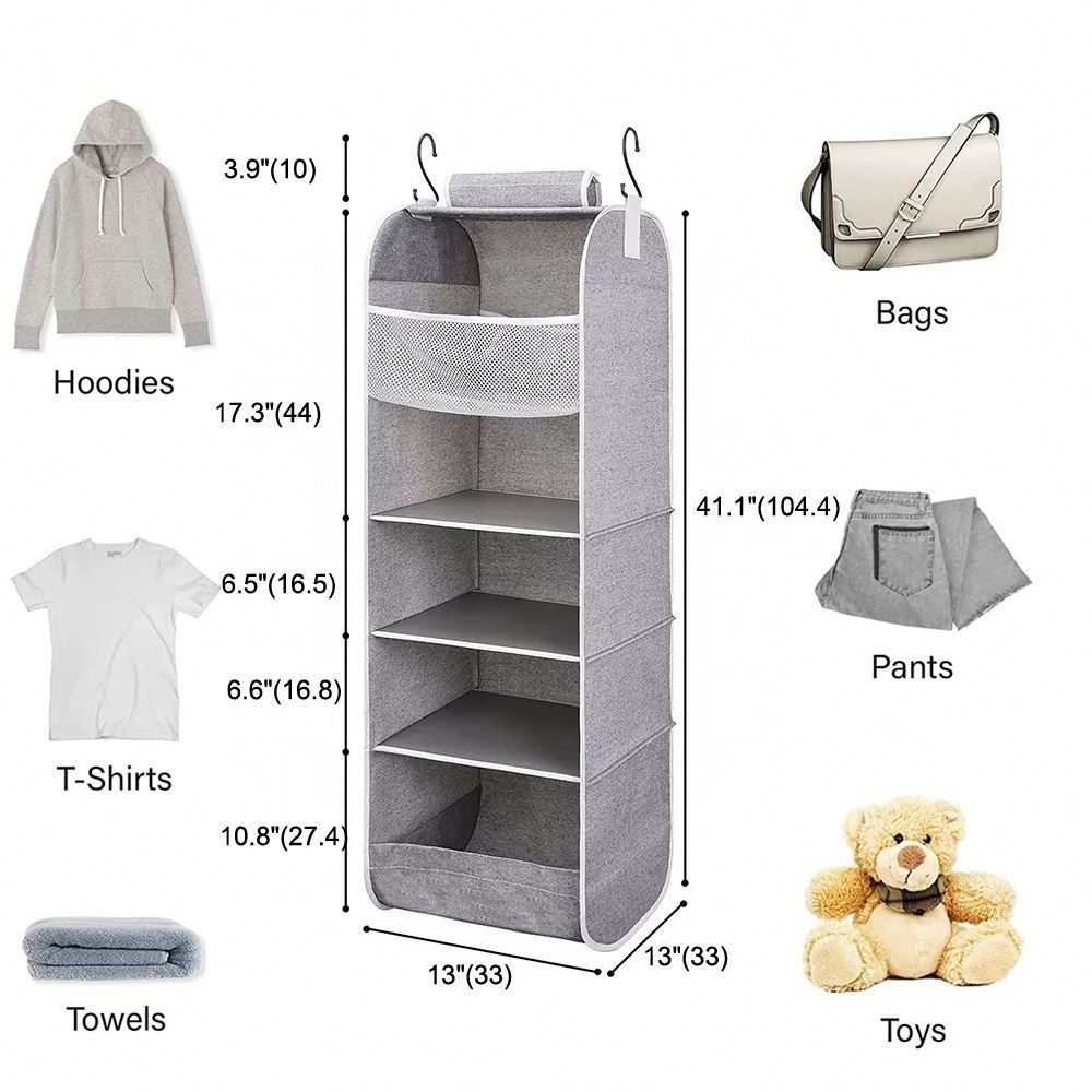 Top selling 5 Shelf Hanging Weekly Clothes Organizer clothes organizer storage foldable closet drawer organizer