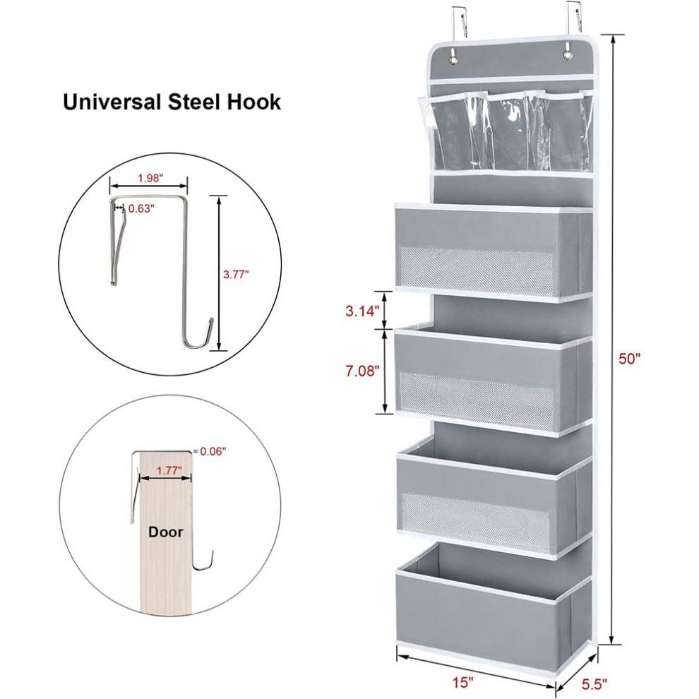 Door Nursery Foldable Wire Metal 4 Tier Shelf Organizer Storage Hanging Closet Organizer Shelves