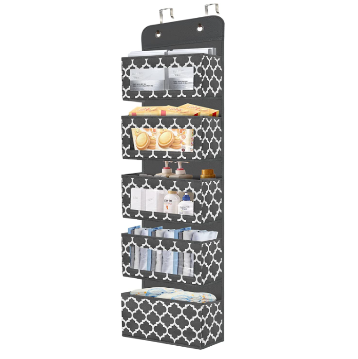 Over the Door Hanging Organizer - Pantry Closet Storage Organizer with 5 Large Pockets