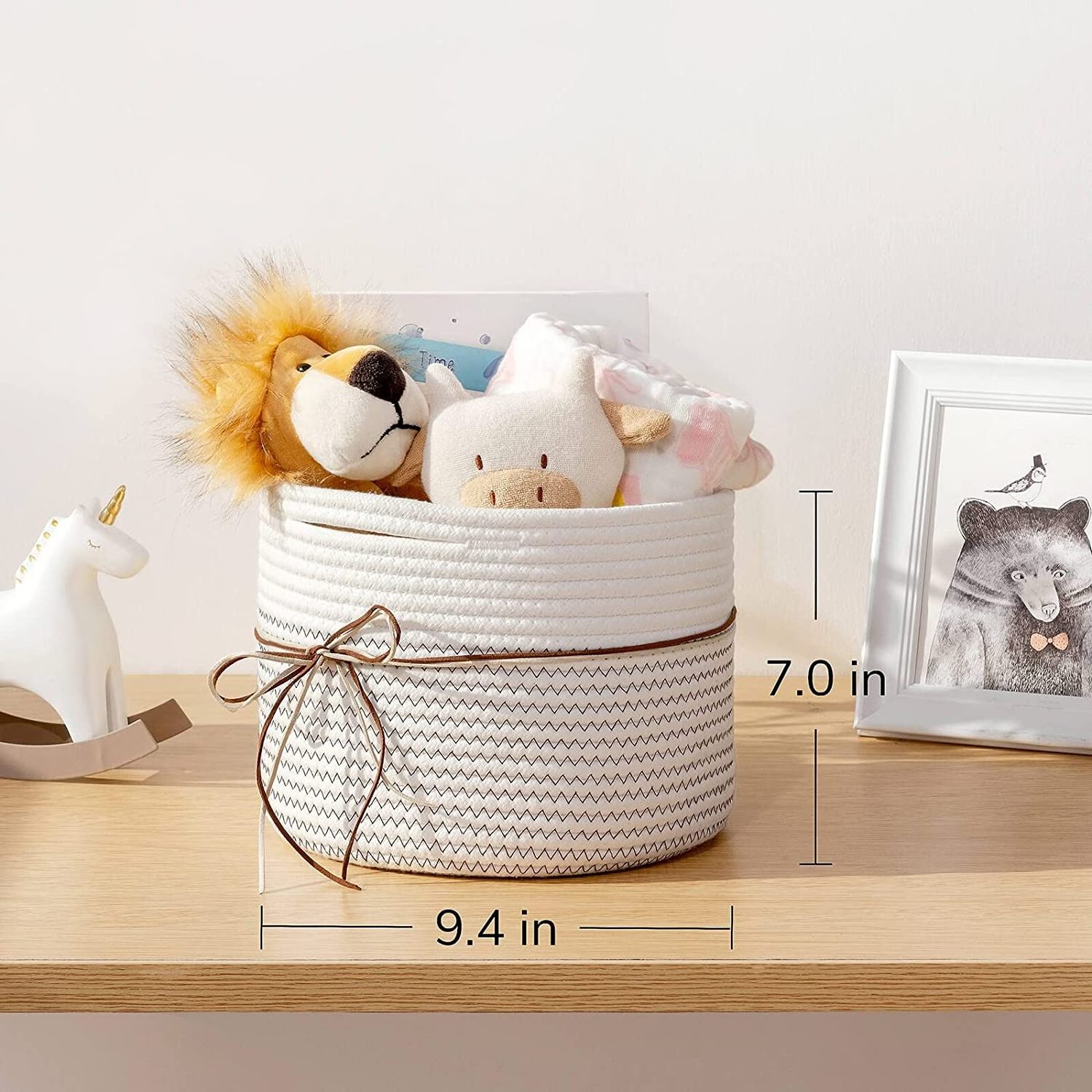 Small Rope Basket Round Woven Storage Cute Dog Toy Cotton Baby Nursery Hamper Shelf Decorative Bin for Keys Gift