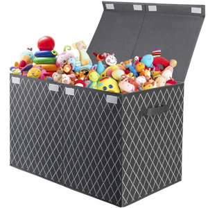 Toy Chest with Flip-Top Lid  Foldable Kids Toy Storage Organizer Fabric Storage Bins For Clothing Blanket Quilt