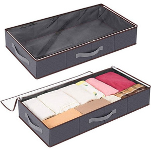 Underbed Storage Containers 2 Pieces Under Bed Storage Box Storage Bag With Paerboard for Blankets Clothes Sweater