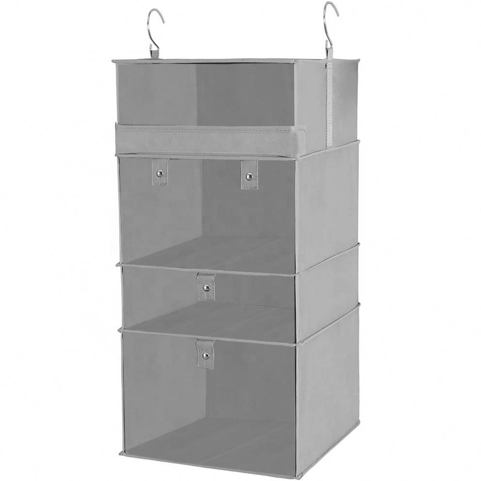 Collapsible 4-Shelf Hanging Closet Organizer Drawers Hanging Shelves for Closet with 4 Drawers