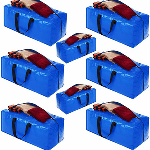 Heavy-duty Storage Tote 6 Pack Extra Large Moving Bags with Zippers & Carrying Handles Pp Woven Bag Foldable Blue BSCI Modern