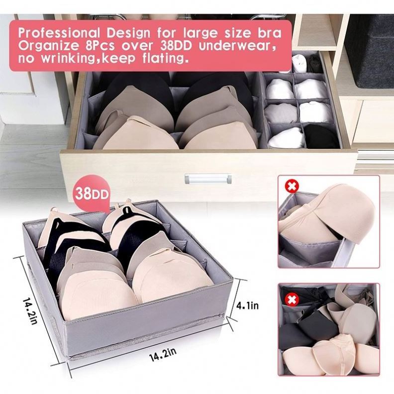 6 Set Cloth Dresser Underwear Storage Box Fabric Drawer Organizer Dividers Storage Boxes & Bins Foldable Modern Grey 1000 Sets