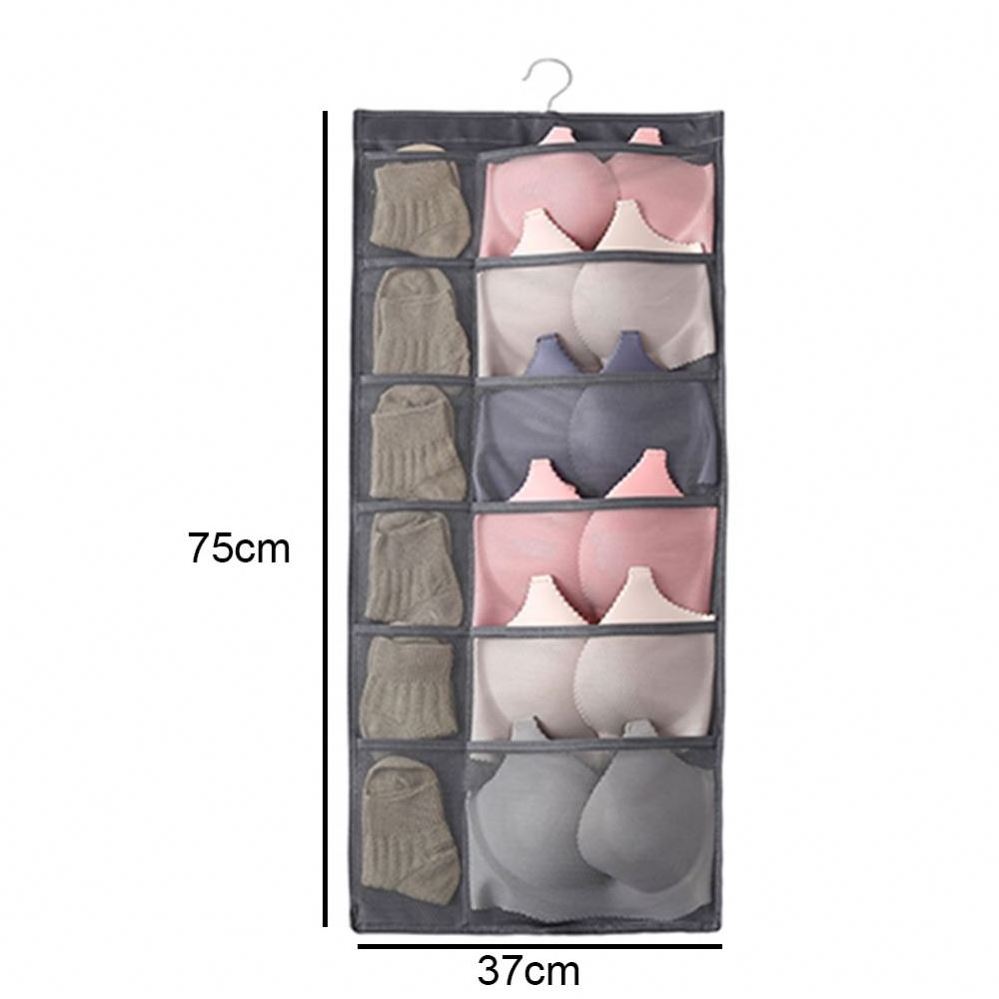 Washable Double Sides Bra Underwear Closet Hanging Organizer Storage Bag With 360 Degree Stainless Steel Metal Hanger