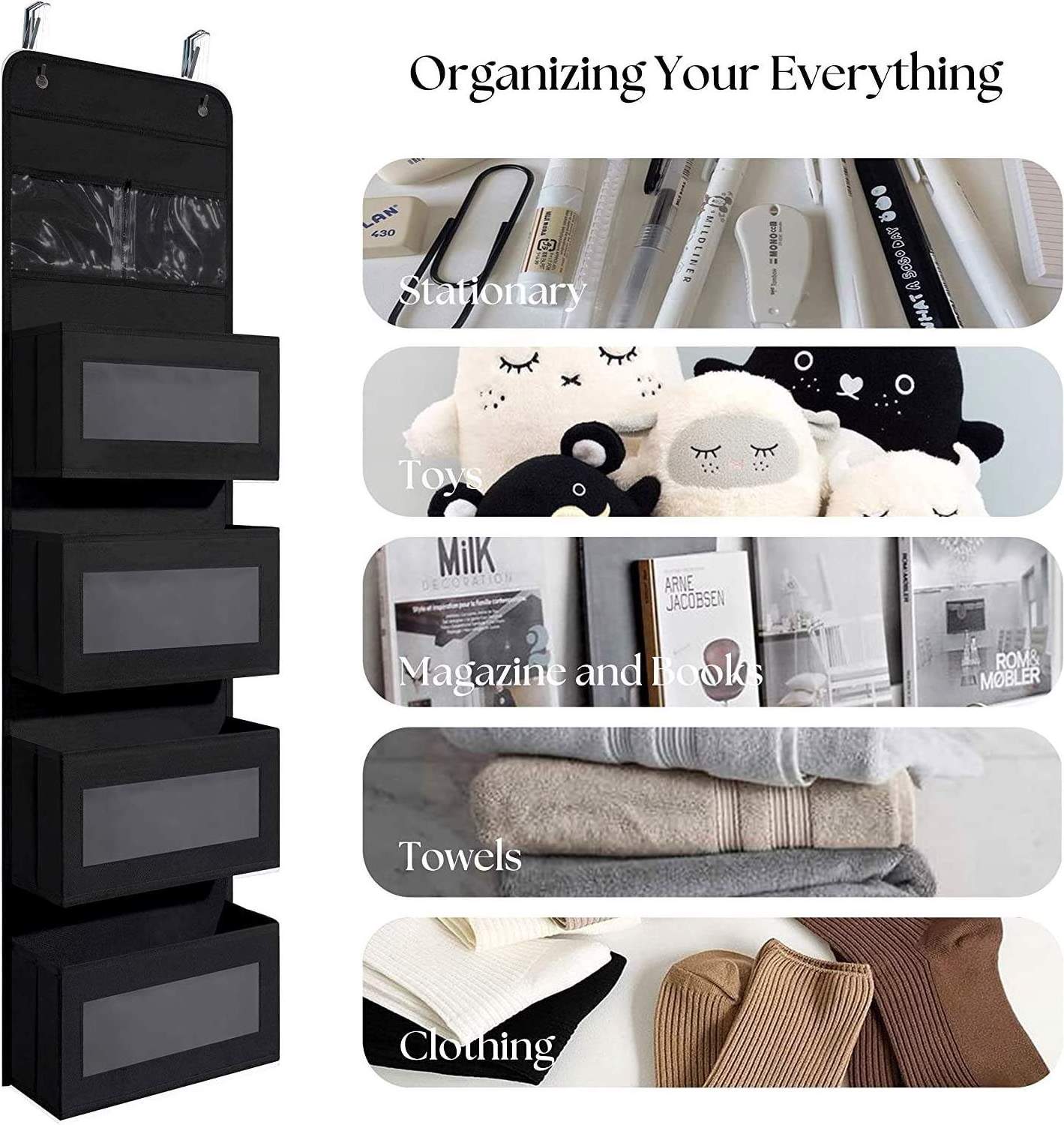 Over Door Hanging Organizer with Clear Window and PVC Pocket Hanging Closet Organizers For Storage Sundries