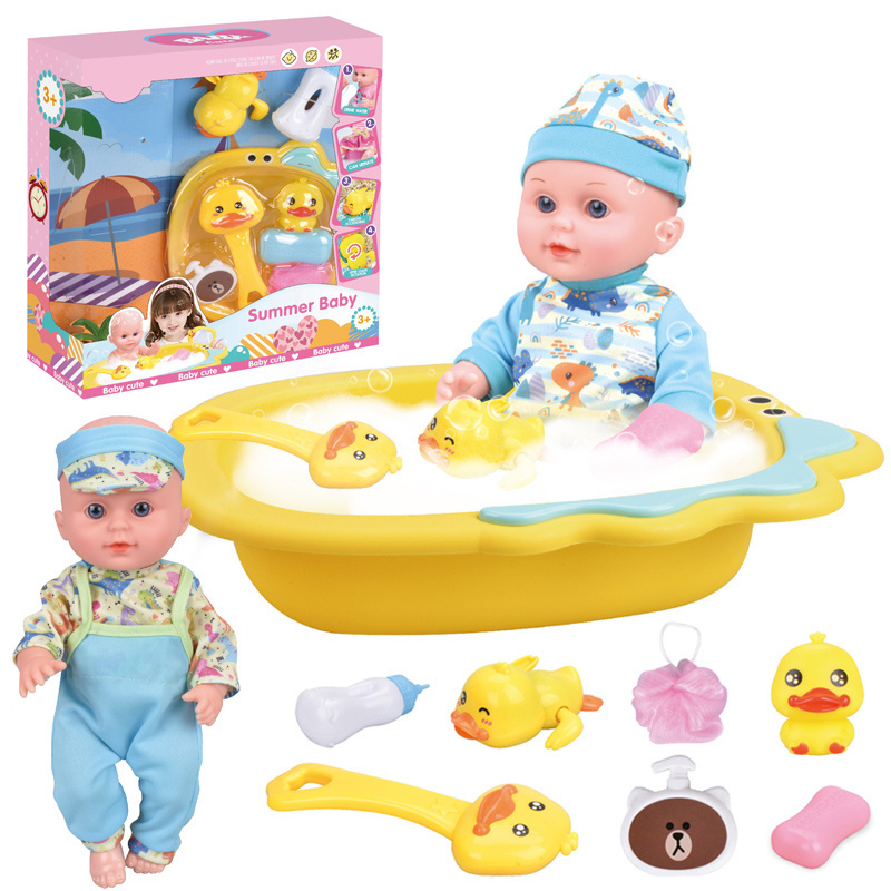 Cute 12 Inch Dolls Bathing Bathroom Mini Reborn Doll Bath Shower Bathtub Toys