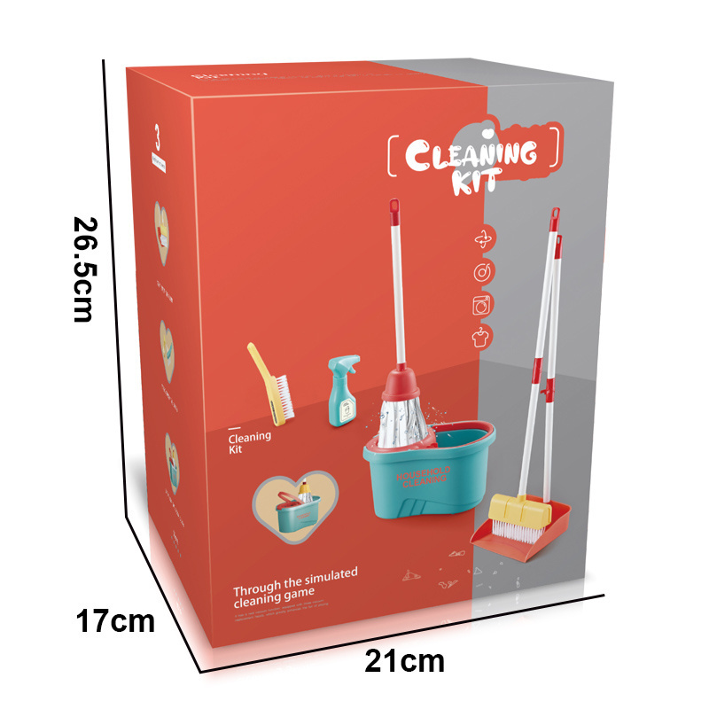 Kids Pretend Play Cleaning Tool Sets Play House Toy Housekeeping Broom Dustpan Toys Mop Bucket Clean Tool Toy