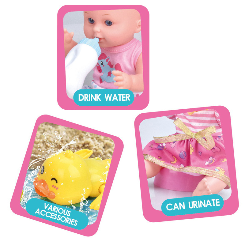 Cute 12 Inch Dolls Bathing Bathroom Mini Reborn Doll Bath Shower Bathtub Toys