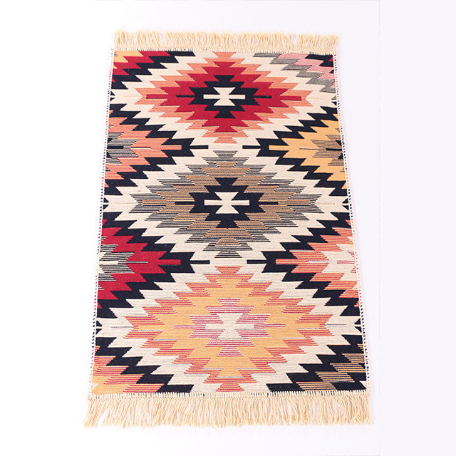 Highly Quality Authentic  Turkish Rugs Eco-Friendly Recycled Cotton Double Sided Woven Rug