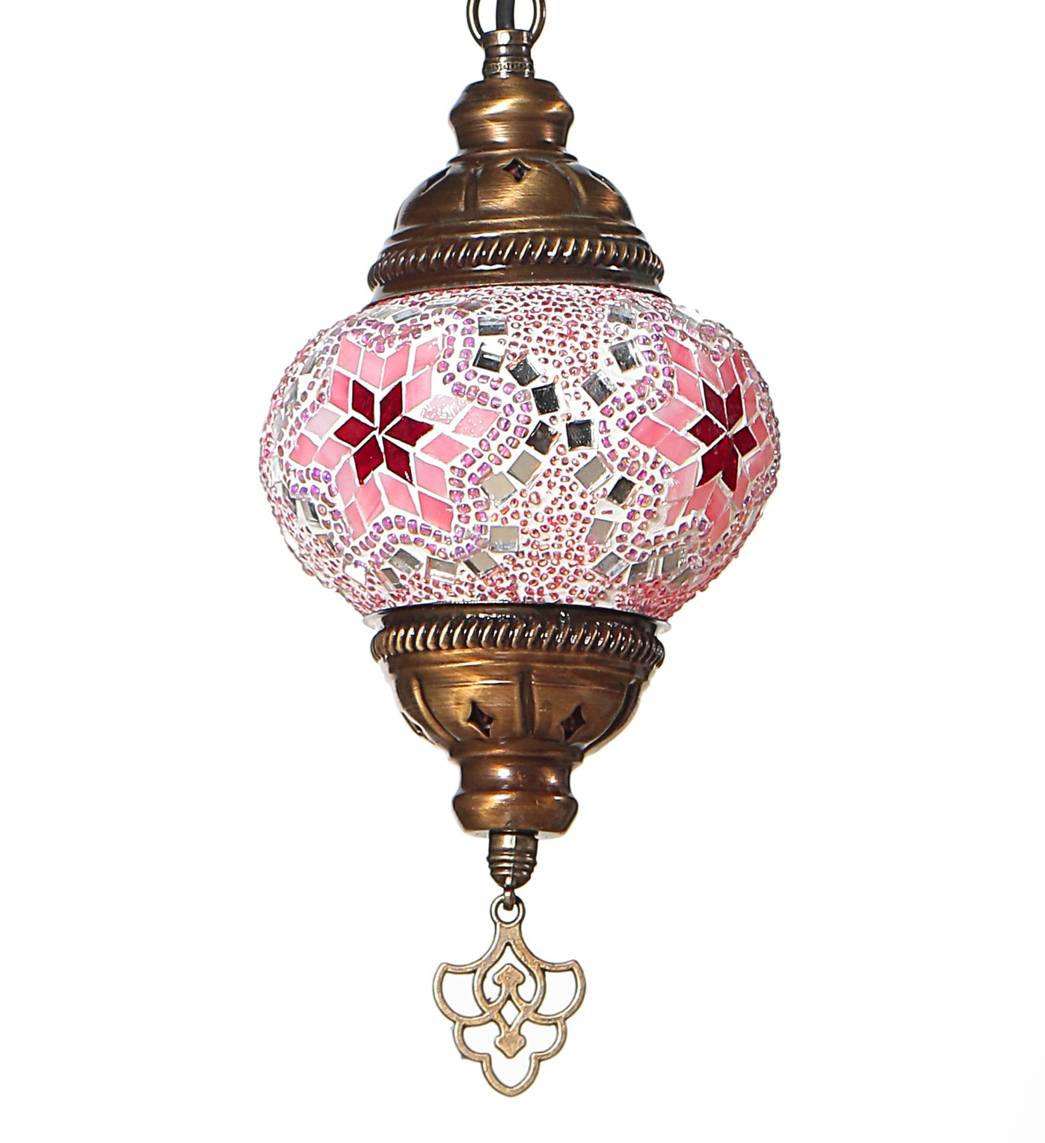 Traditional Single Turkish Mosaic Glass Hanging Lamp with No 2 Shade