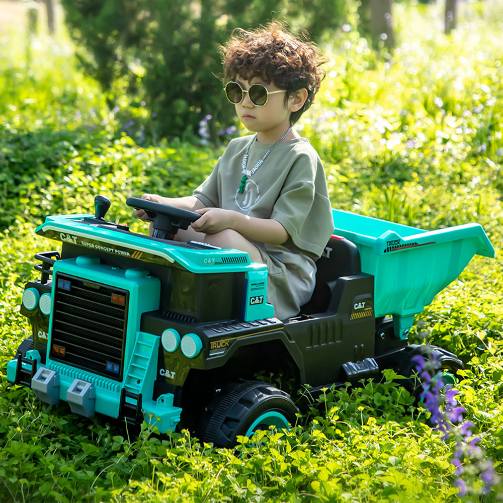 Electric Children Excavator Plastic Dump Truck Big Seat Battery Power 12V 7A Electric Ride On Car Toys For Kids To Drive