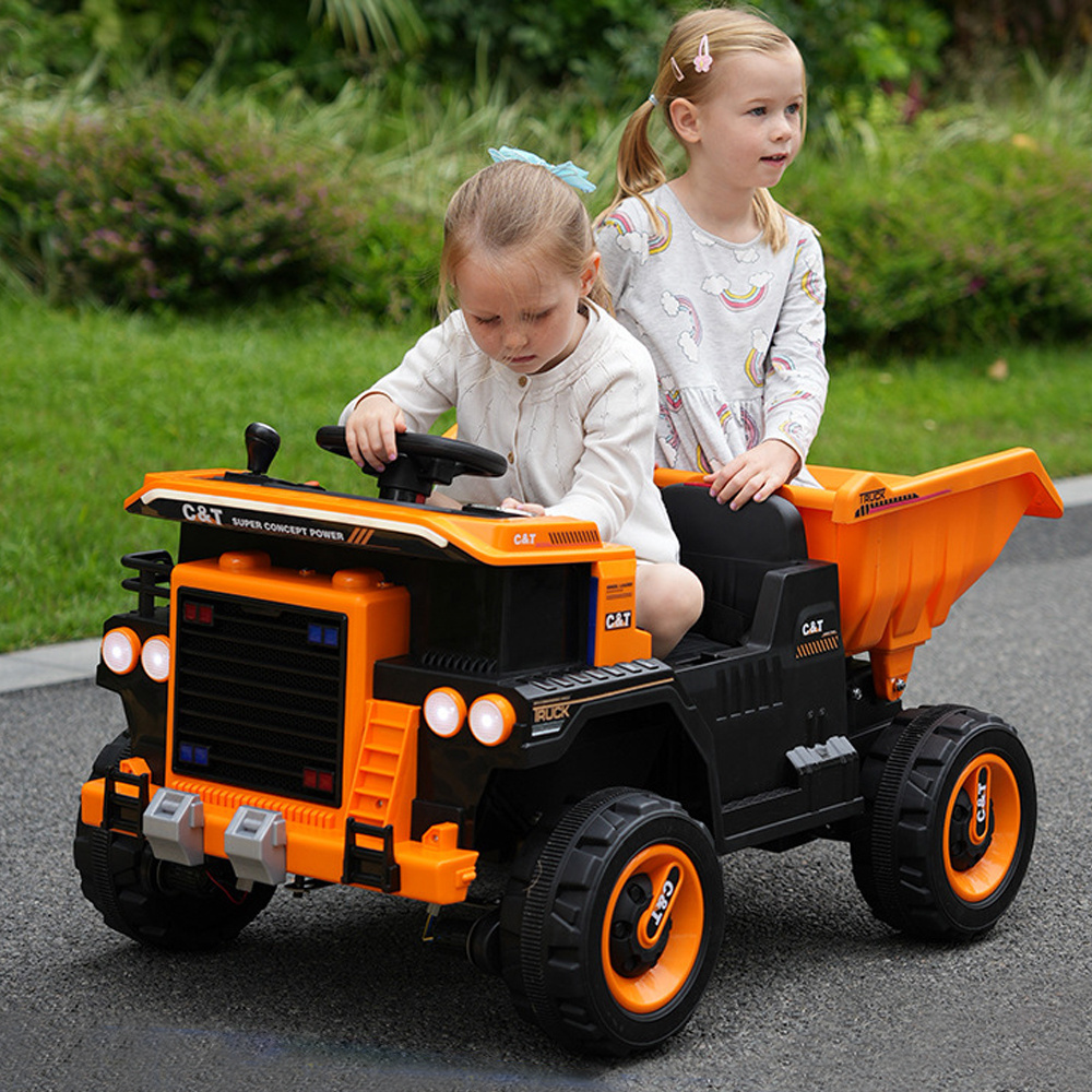 Electric Children Excavator Plastic Dump Truck Big Seat Battery Power 12V 7A Electric Ride On Car Toys For Kids To Drive