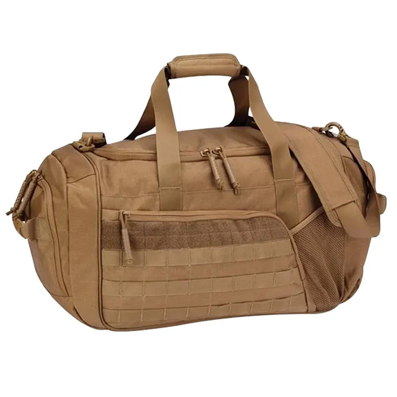 Custom Logo Waterproof Outdoor Hiking Sport Travel Bag Fitness Khaki Gym Duffle Tactical Bag