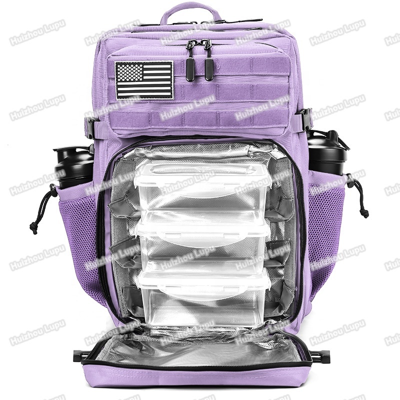 Custom Logo Waterproof Travel Fitness Luna purple 45L Tactical Meal Prep Backpack w Side Pocket