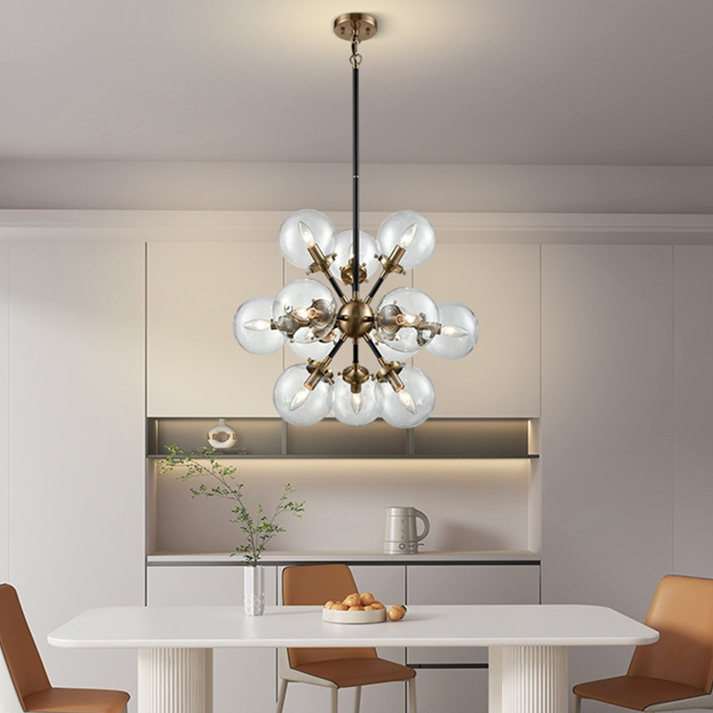 Modern Fashion Designer 12 Bubble Glass Chandelier Fixture Nordic Led Chandeliers Pendant Lights For Dining Room Foyer