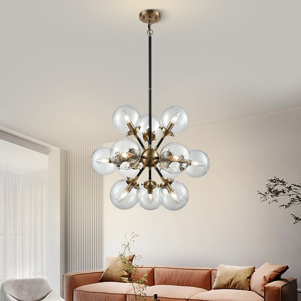 Modern Fashion Designer 12 Bubble Glass Chandelier Fixture Nordic Led Chandeliers Pendant Lights For Dining Room Foyer