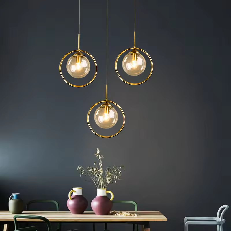 Drop shipping Living Room Home Decor Lighting Fixtures Modern Glass Ball Chandelier Nordic Retro Long Staircase Pendant Light