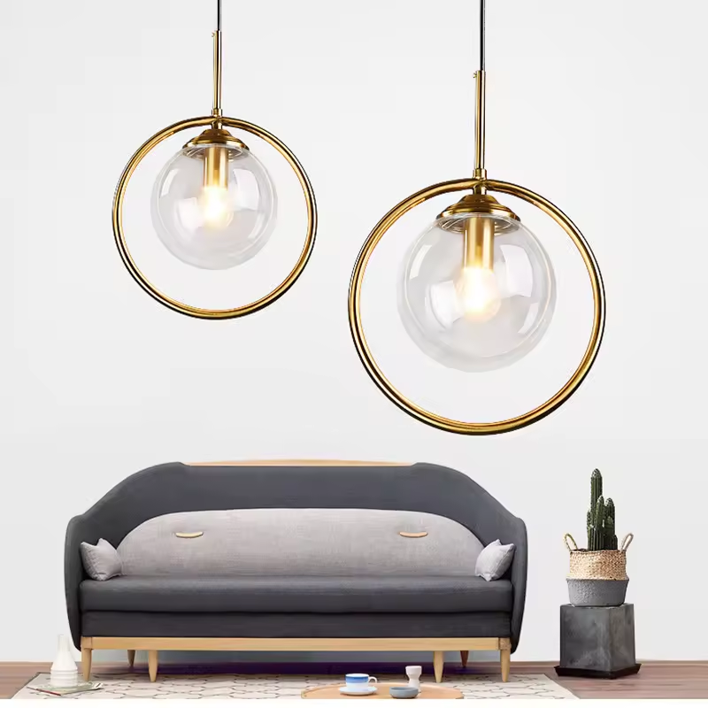 Drop shipping Living Room Home Decor Lighting Fixtures Modern Glass Ball Chandelier Nordic Retro Long Staircase Pendant Light