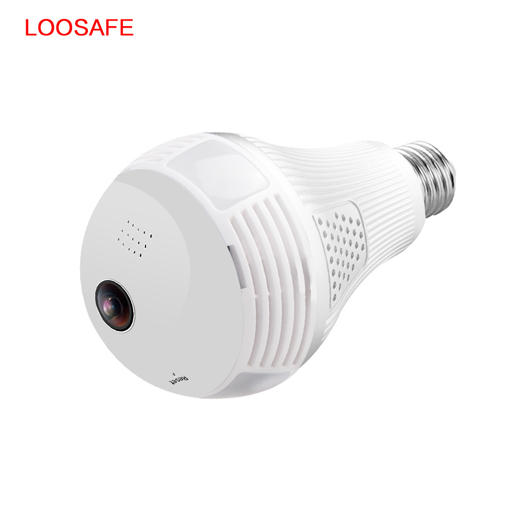 Hot!!!  Loosafe 2MP  360 VR Bulb Camera Support Alarm Security  Wifi 1080P Wireless Light Bulb Camera