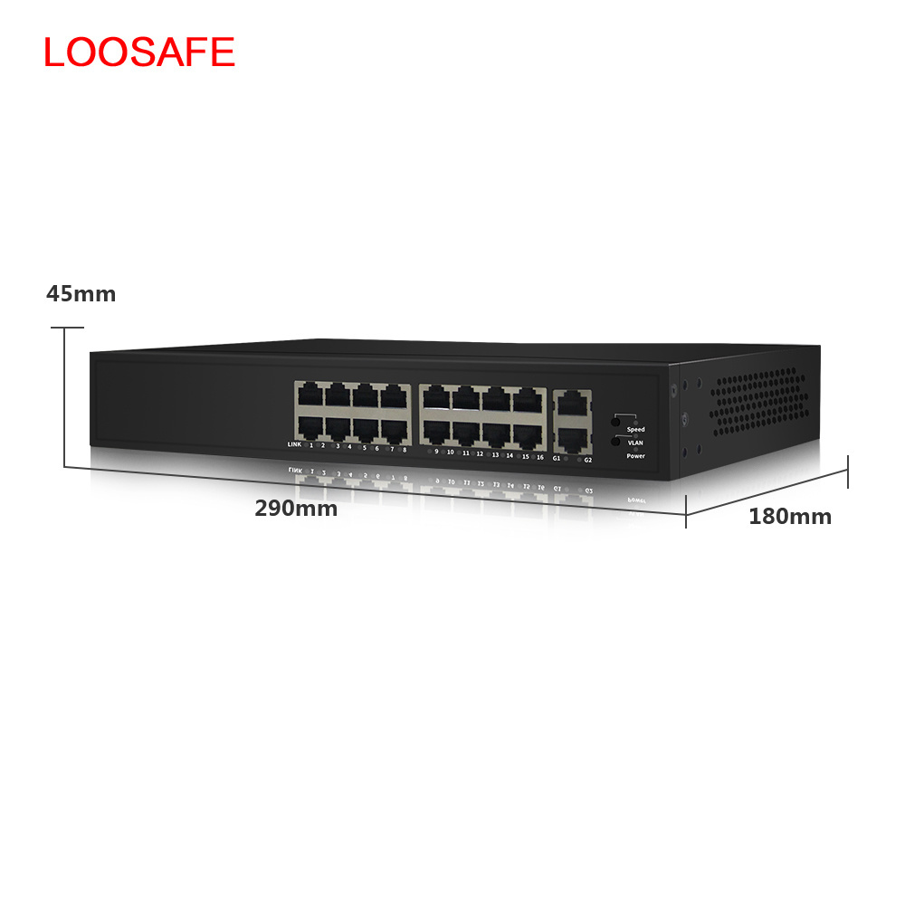 LOOSAFE 16 port poe switch Standard remote control POE power supply monitoring switch 250 meters 48V