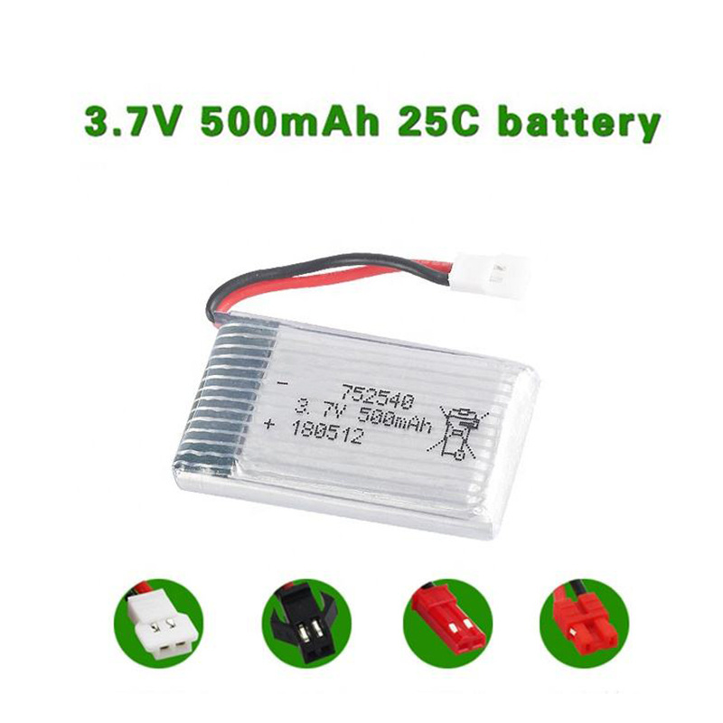 Lipo Battery Manufacturer 752540 500mAh Battery Lithium Polymer 3.7V 25C Rechargeable Battery Pack