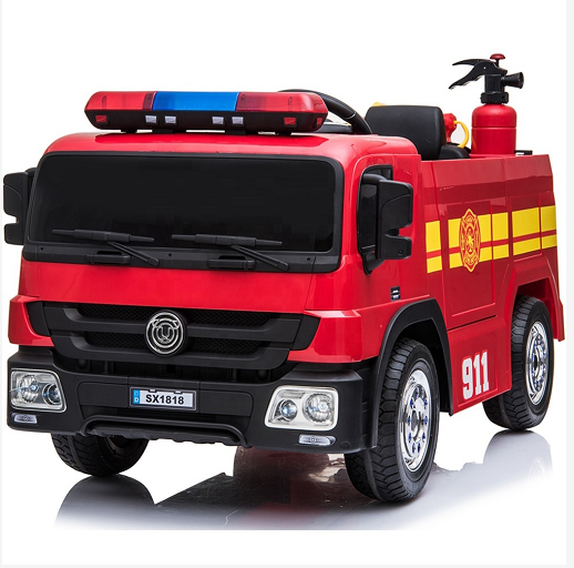 kids electric fire truck 12 volt ride on car toy for baby remote