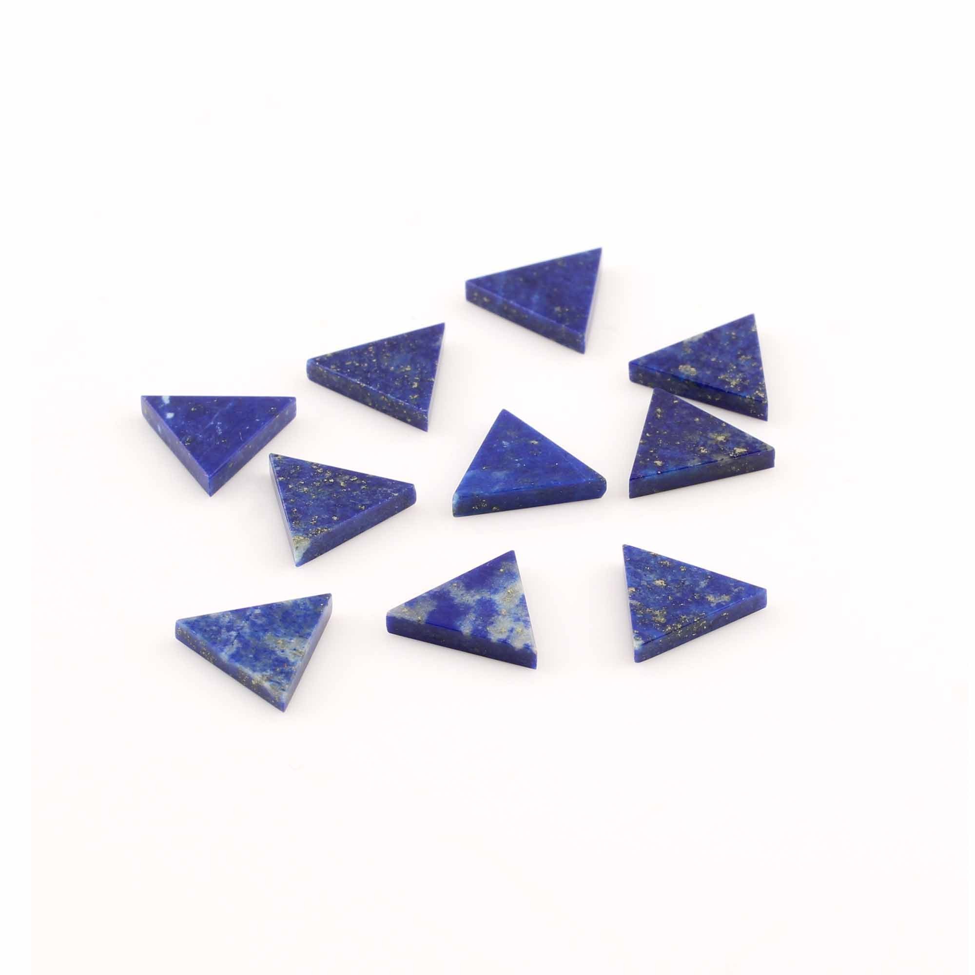 12mm Top Quality Natural Polished Lapis Lazuli Smooth Triangle Shape Double Flat Calibrated Loose Gemstone For Making Jewelry