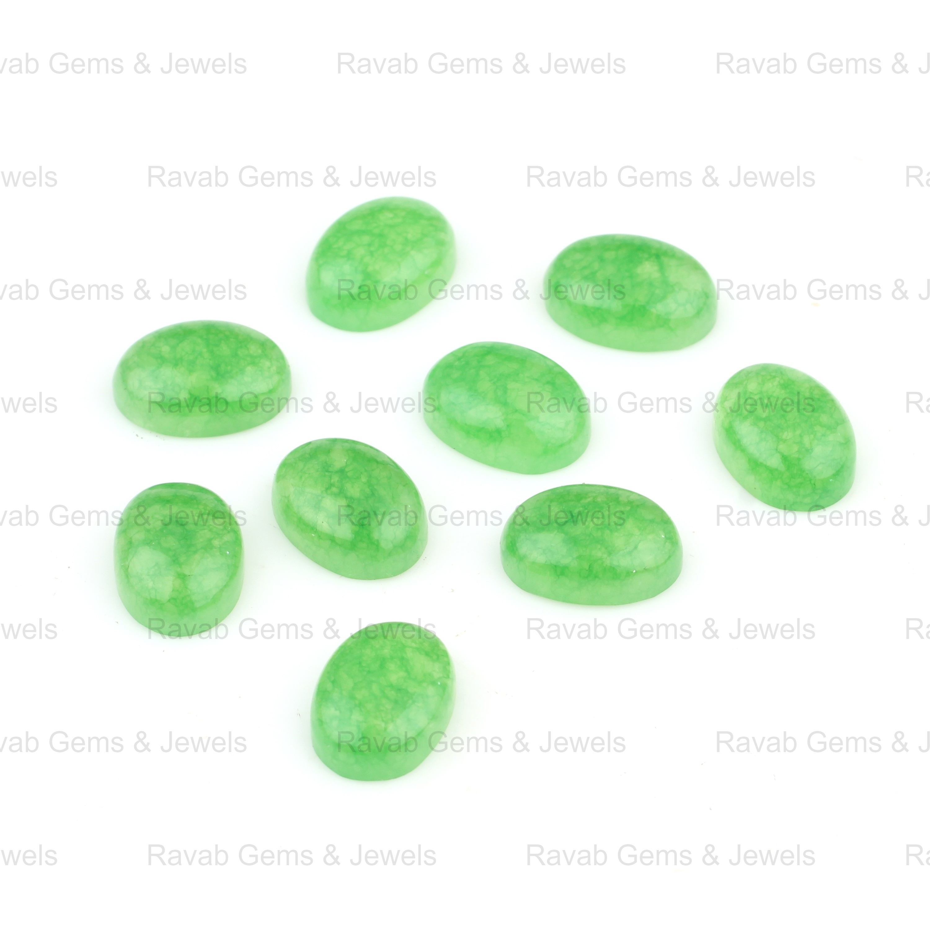 High Quality Natural 10x14mm Smooth Green Jade Oval Shape Flatback Gemstone Jewelry Making Loose Cabochon Stones Wholesale Price