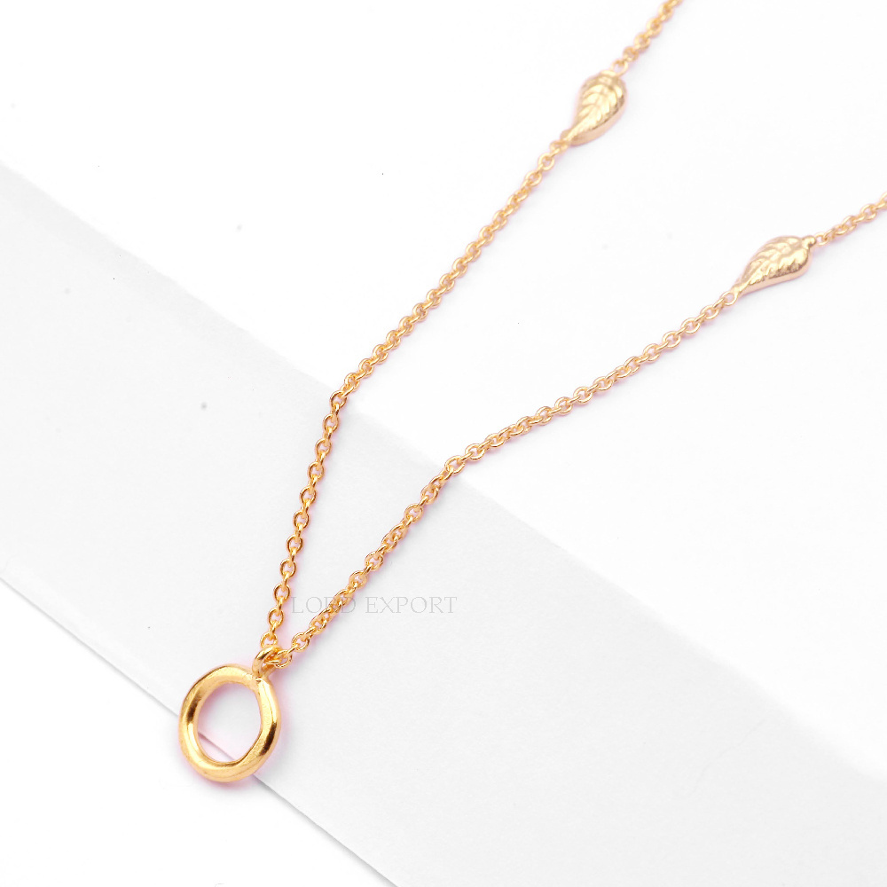 Hot Selling Beautiful Elegant Design Genuine 925 Sterling Silver 14K Gold Filled Minimalist Dainty Chain Circle Pendant Necklace