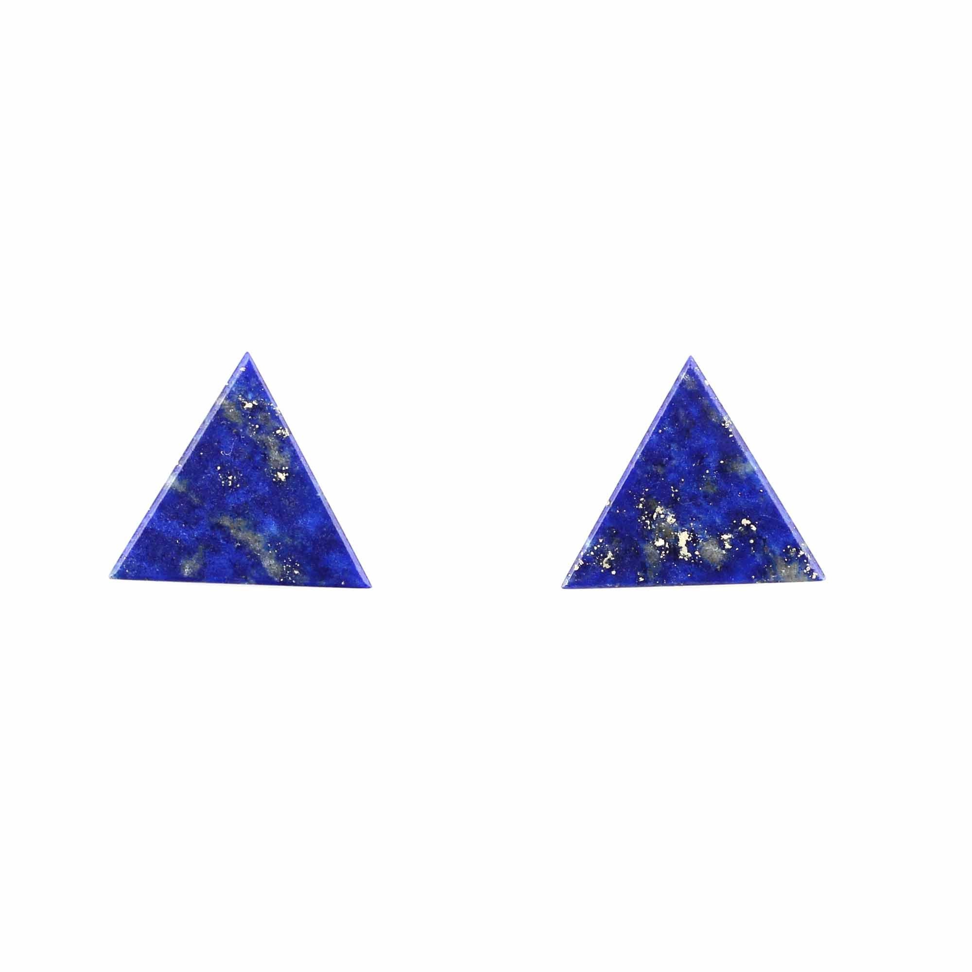 12mm Top Quality Natural Polished Lapis Lazuli Smooth Triangle Shape Double Flat Calibrated Loose Gemstone For Making Jewelry