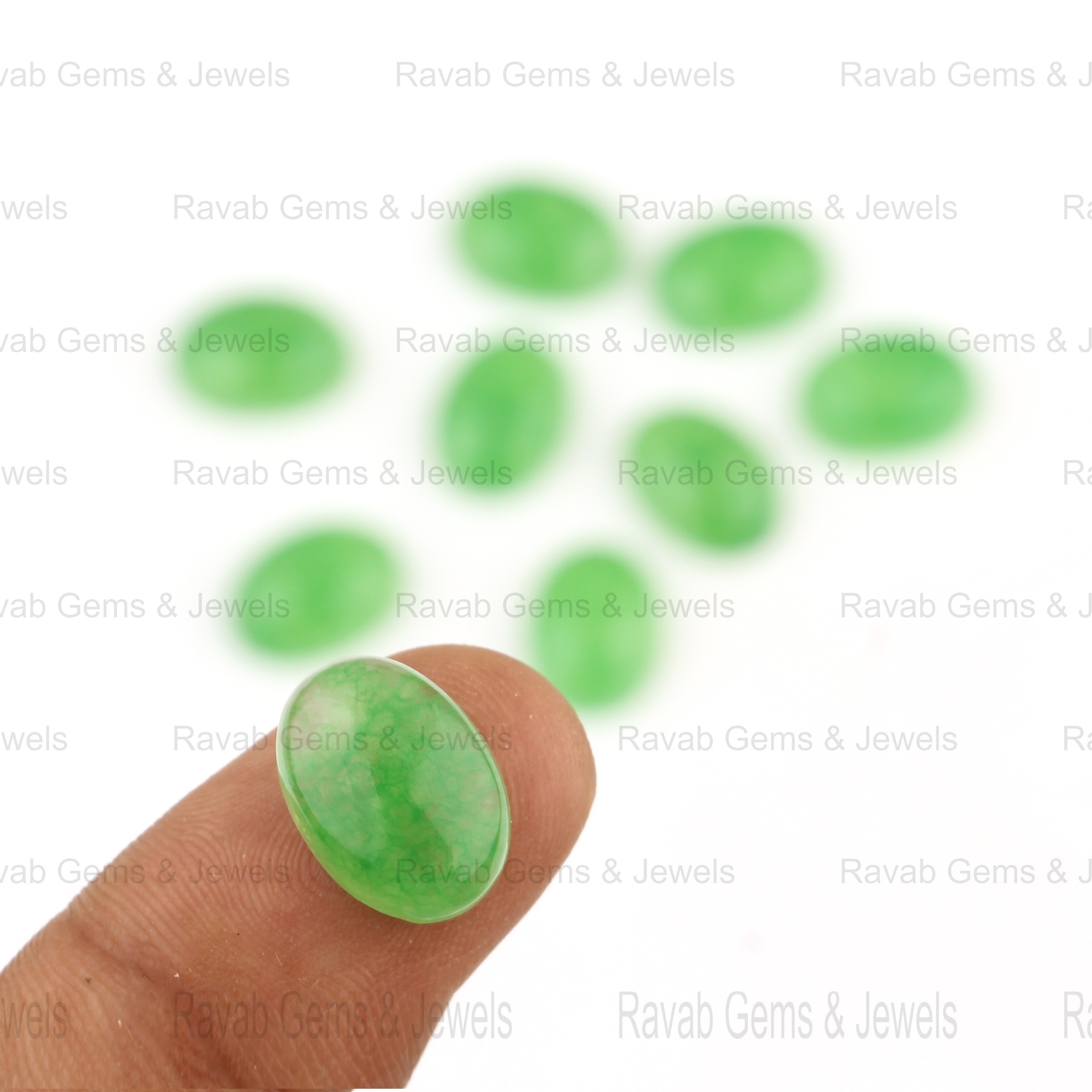 High Quality Natural 10x14mm Smooth Green Jade Oval Shape Flatback Gemstone Jewelry Making Loose Cabochon Stones Wholesale Price