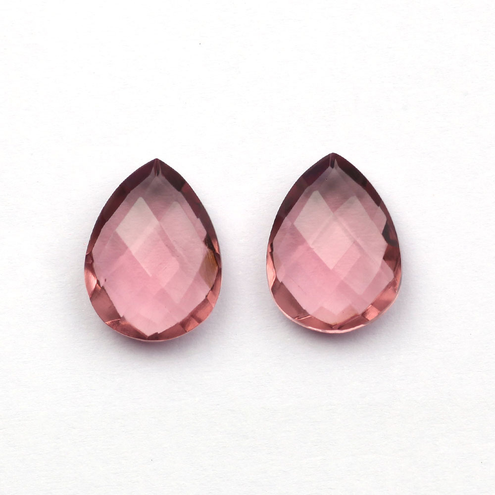 10x14mm Faceted Pear Shape Briolette Pink Morganite Hydro Transparent Quartz Calibrated Puffy Loose Gemstone For Making Jewelry