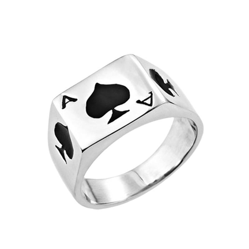 The Ace of Spades Biker Ring poker ring playing cards ring in stainless steel